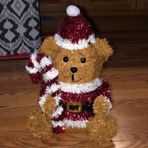 Tinsel Teddy Bear Christmas Decoration